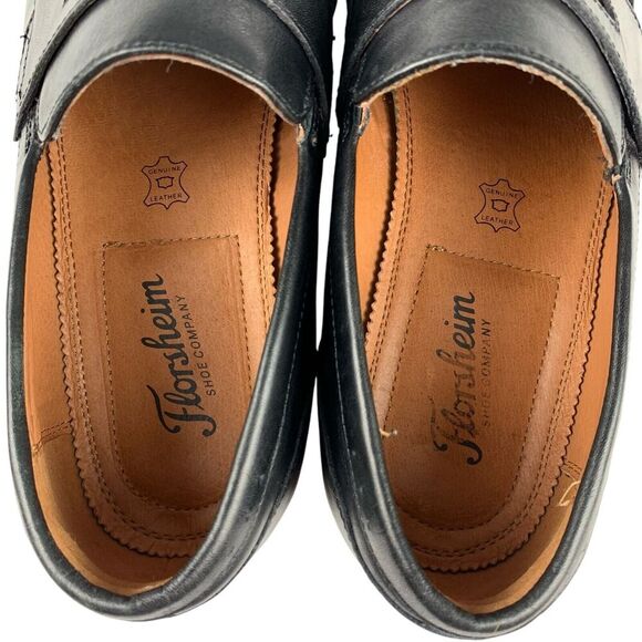 Florsheim Men's Sorrento Moc Toe Penny Loafers 8.5M Black Leather Slip On Shoes - Picture 13 of 13